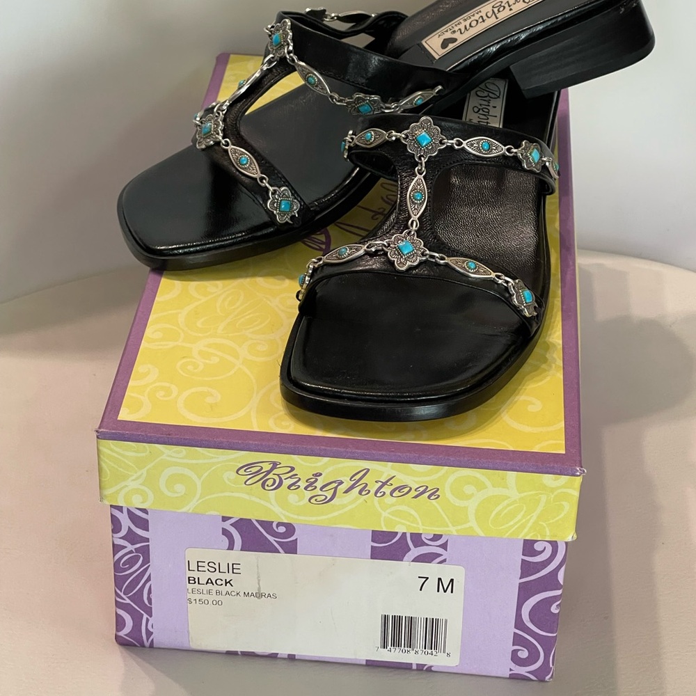 Brighton Black Chain-Link Sandals